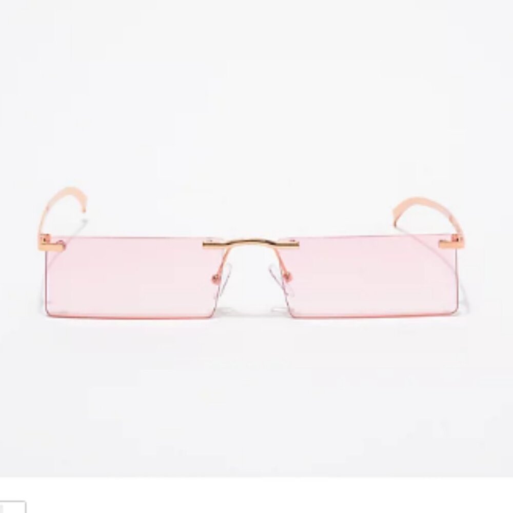 Pink Slim Rectangle Sunglasses